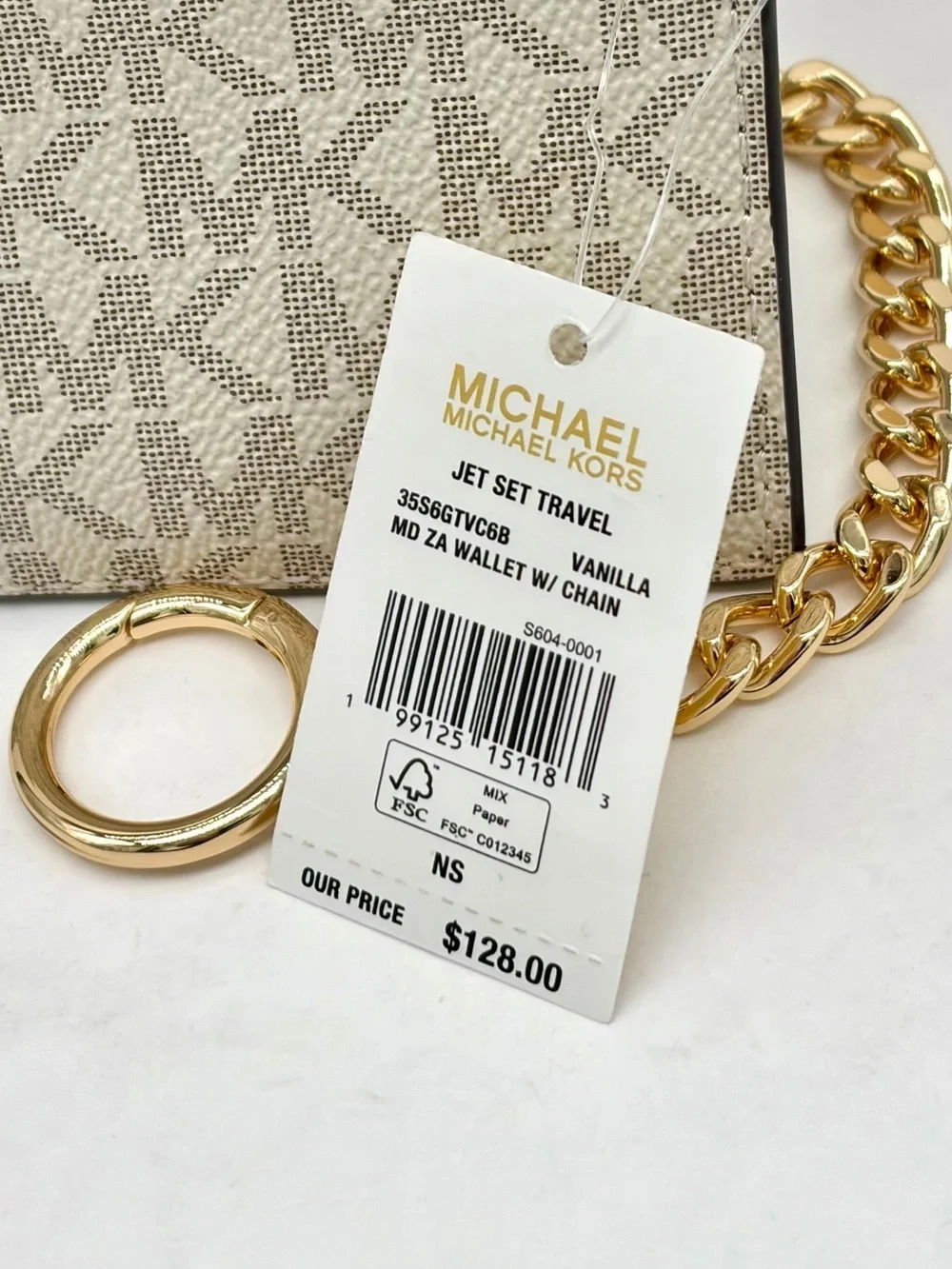 Michael Kors Jet Set Travel Signature Logo Chain Wallet Card Holder